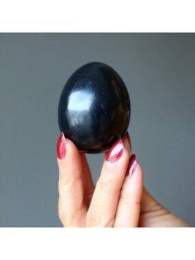 Black Obsidian Egg Protective Negative Energy Blocker Stone Crystal Healing Deco